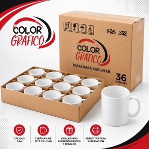 CAJA DE TAZAS PARA SUBLIMAR 36 Unidades • 11 oz